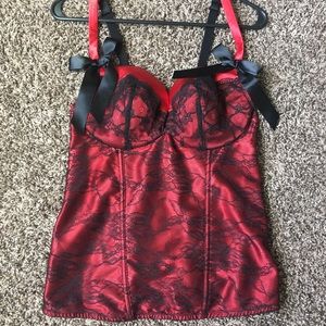 NWT - Cacique Lane Bryant Red & Black Lace Corset